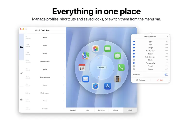 Orbit Dock Pro settings